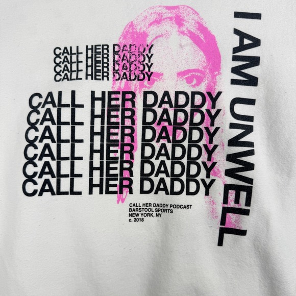 Call Her Daddy Podcast Graphic Hoodie White Streetwear Sweatshirt Large 2018 - Picture 9 of 11
